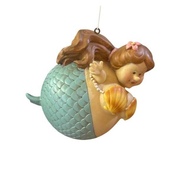 Handcrafted Hanging Mermaid Ornament With Seashell‎ Details - Picture 2 of 9